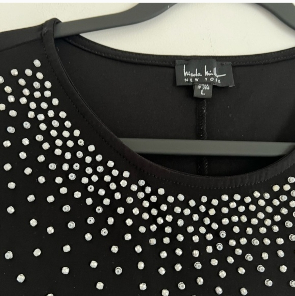 Nicole Miller Black Beaded/Embellished Women's Top - Picture 3 of 4